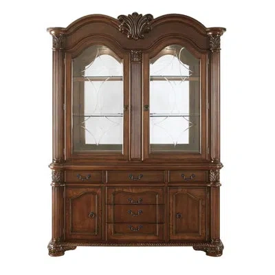 Dae Chateau De Ville 62" Wide Solid Wood Mirrored Back Lighted China Cabinet In Cherry