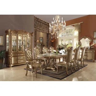Dae Vendome 8-person Solid Wood Extendable Dining Set In Gold Patina