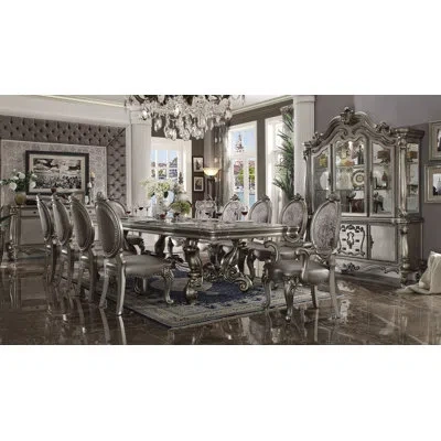 Dae Versailles 75" Wide Solid Wood Mirrored Back Lighted China Cabinet In Gray