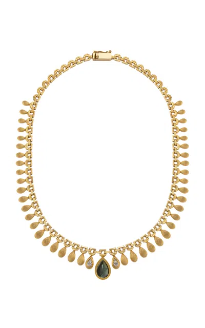 Daga Jewels 14k Gold Green Tourmaline & Diamond Eternal Sun Collar
