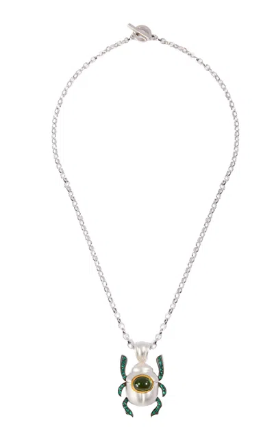Daga Jewels 14k Gold Green Tourmaline Scarab Necklace