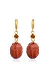 Daga Jewels 14k Gold Jasper Scarab Hoops In Orange