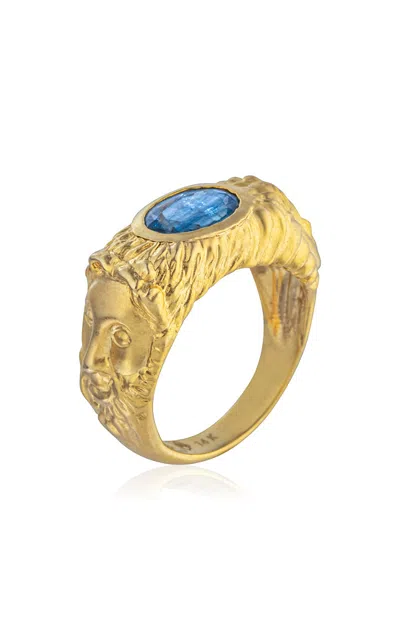 Daga Jewels 14k Gold Kyanite Tyche & Zeus Ring In Blue