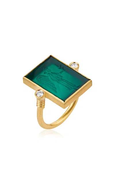 Daga Jewels 14k Gold Nike Ring In Green