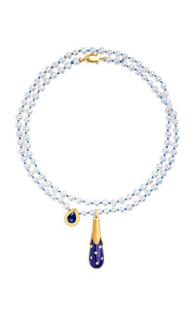 Daga Jewels 14k Gold Pearl & Sapphire Cord In White