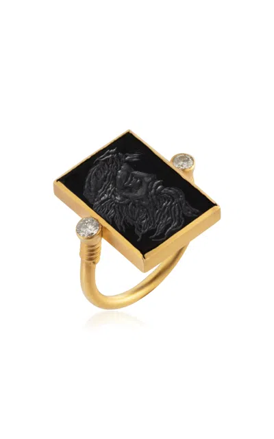 Daga Jewels 14k Gold Poseidon Ring In Black
