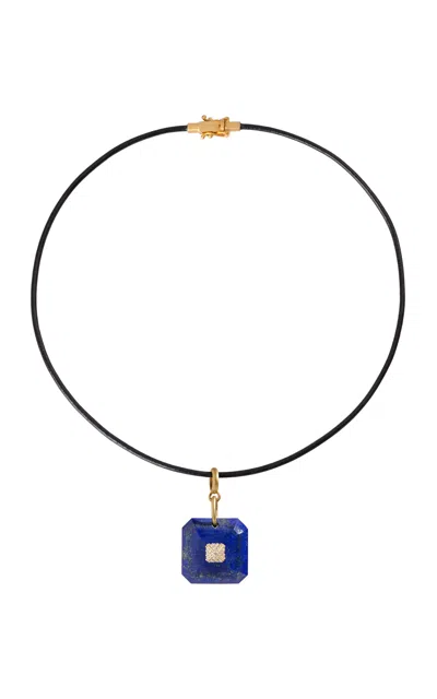 Daga Jewels 14k Gold Pyramid Charm Necklace In Blue