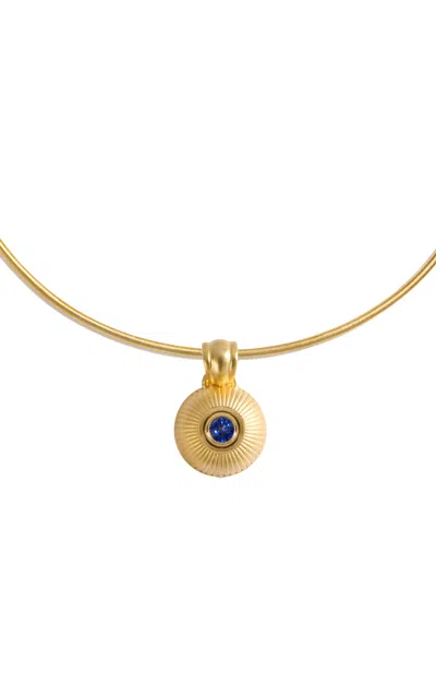 Daga Jewels 14k Gold Sapphire Bulla Charm In Blue