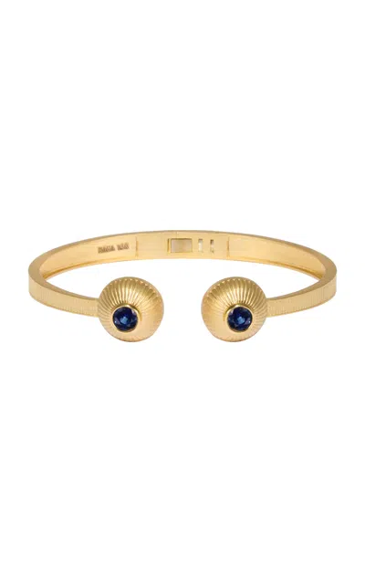 Daga Jewels 14k Gold Sapphire Bulla Cuff In Blue