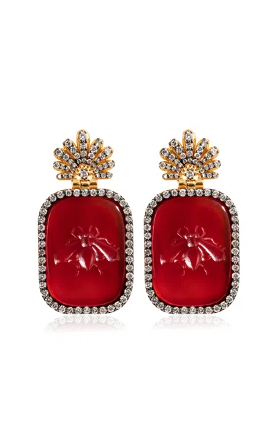 Daga Jewels 14k Gold Temple Bee Earrings In Red