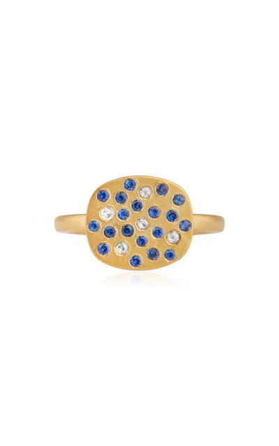 Daga Jewels 14k Gold Water Palace Ring In Blue