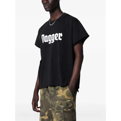 Dagger Alles Gute Shrunk Ts Distressed Logo-print T-shirt In Black