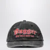 Dagger Distressed-effect Embroidered-logo Cap In Gray