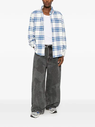 Dagger Check Flannel Shirt In White