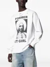 Dagger Distressed Graphic-print T-shirt In White