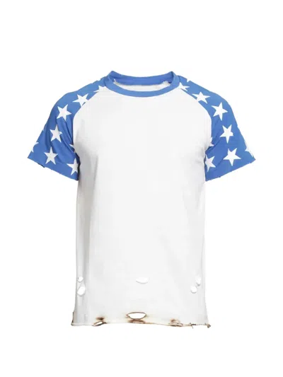 Dagger Distressed Star-print T-shirt In White