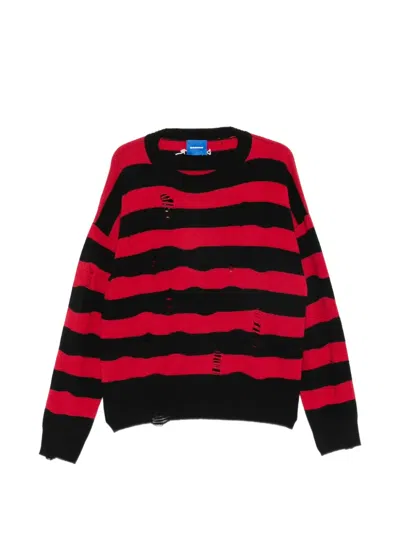 Dagger Distressed Striped Sweater In Multi