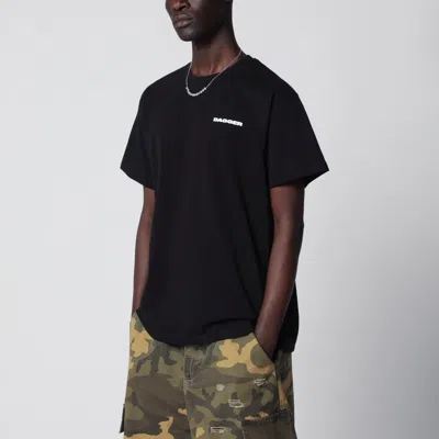 Dagger Faded Black T-shirt With Logo Print