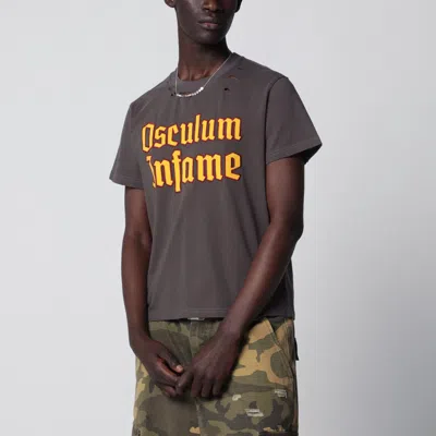 Dagger Faded Grey Distressed Osculum Infame T-shirt In Brown