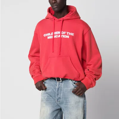 Dagger Faded Red Hooded Sweatshirt With Vintage Effect