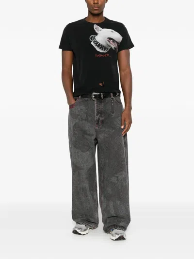 Dagger Graphic-print Distressed T-shirt In Black