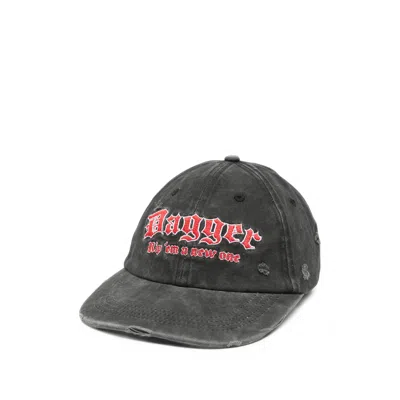 Dagger Distressed Embroidered Baseball Cap In Gray