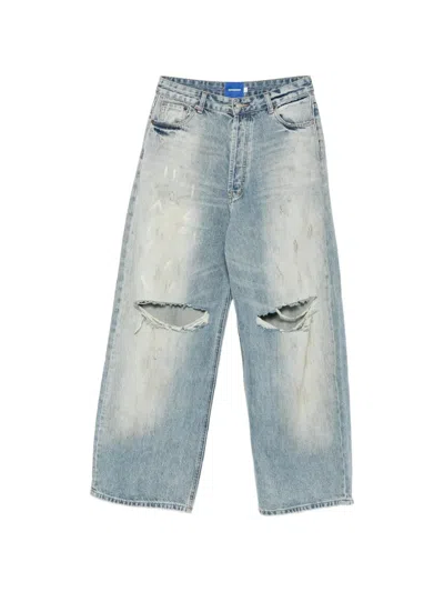Dagger Johnny Distressed Wide-leg Jeans In Blue
