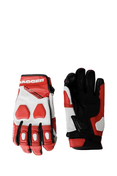 Dagger Leather Moto Gloves In Red