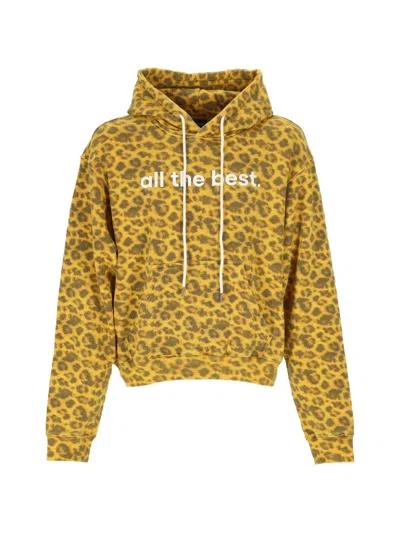 Dagger Leopard-print Hoodie In Yellow