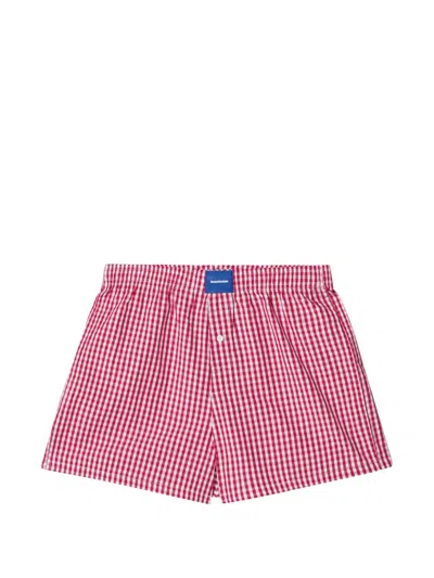 Dagger Logo-appliqué Gingham Boxers In Red