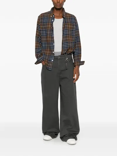 Dagger Logo-patch Wide-leg Jeans In Gray