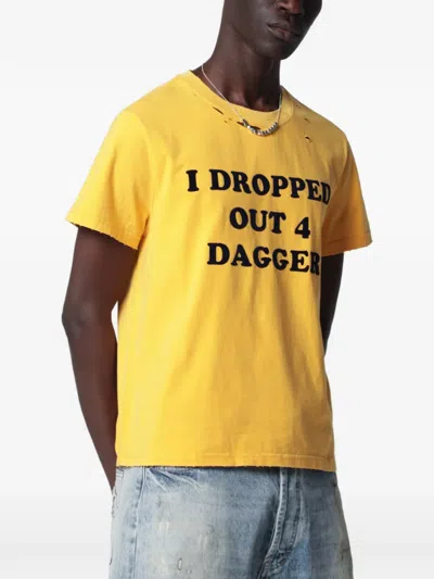 Dagger Round-neck Print-detail T-shirt In Yellow