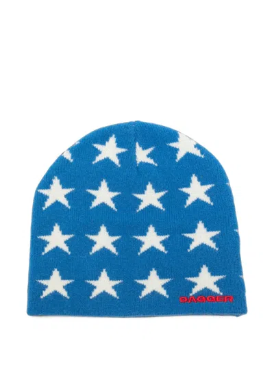 Dagger Star-intarsia Beanie Hat In Blue
