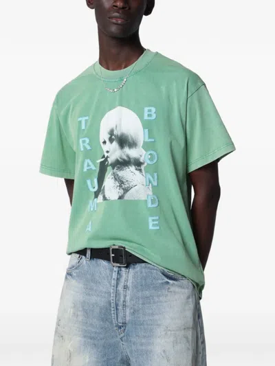 Dagger Trauma Blonde Print-detail T-shirt In Green