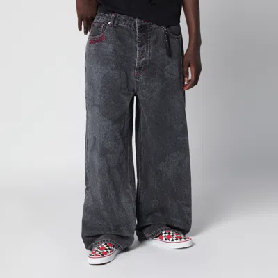 Dagger Vintage-effect Baggy Jeans With Extra-wide Straight Leg In Gray