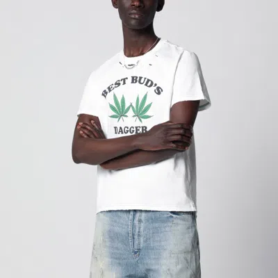 Dagger White “best Bud's” Distressed T-shirt