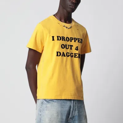 Dagger Yellow Distressed I Dropped Out For  T-shirt