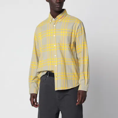 Dagger Check Cotton Button-down Shirt With Chest Pocket In Yellow