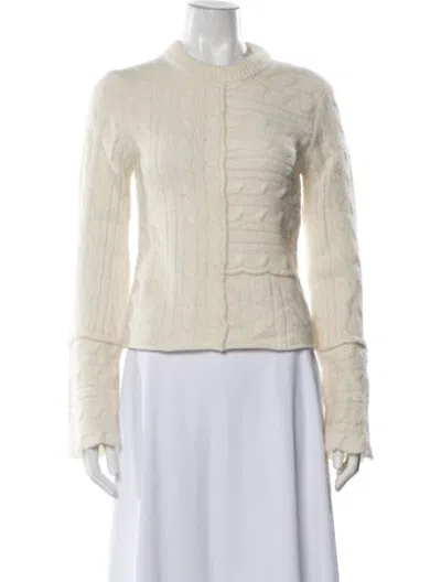 Pre-owned Dagmar Alpaca Crew Neck Sweater In Neutrals/white