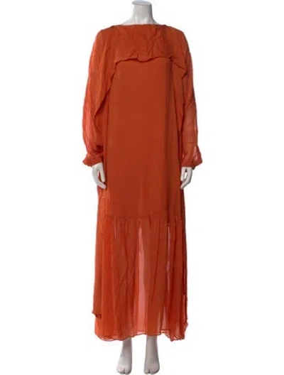 Pre-owned Dagmar Bateau Neckline Long Dress In Orange