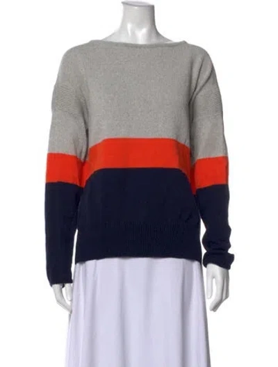 Pre-owned Dagmar Colorblock Pattern Bateau Neckline Sweatshirt In Blue