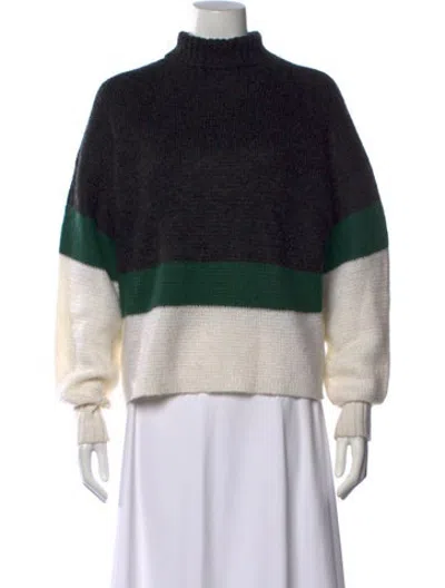 Pre-owned Dagmar Colorblock Pattern Mock Neck Sweater In Black