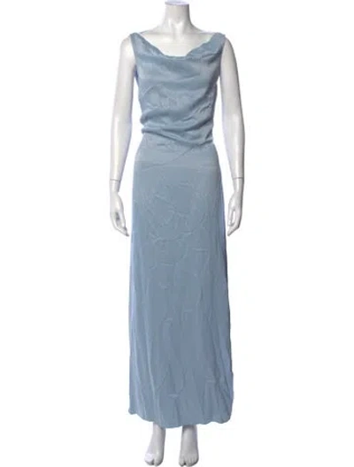 Pre-owned Dagmar Cowl Neck Long Dress In Blue
