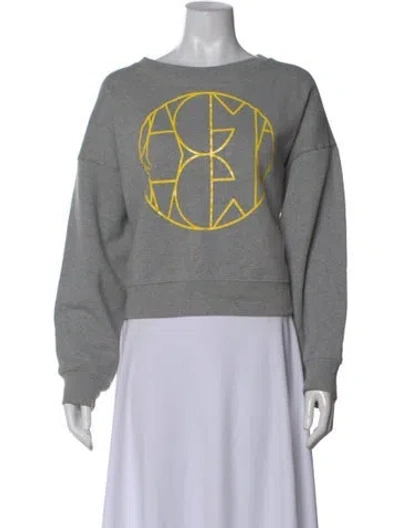 Pre-owned Dagmar Graphic Print Crew Neck Sweatshirt In Gray