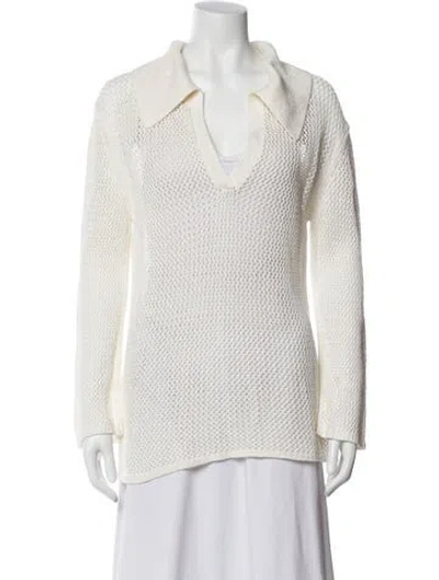 Pre-owned Dagmar Linen V-neck Sweater In White