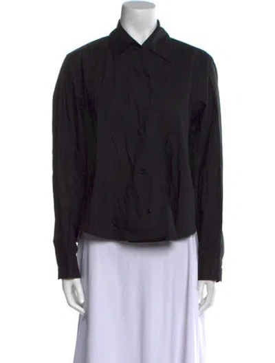 Pre-owned Dagmar Long Sleeve Button-up Top In Black
