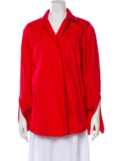 Pre-owned Dagmar Long Sleeve Button-up Top In Red