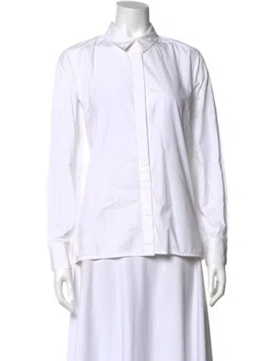 Pre-owned Dagmar Long Sleeve Button-up Top In White