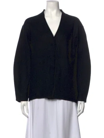 Pre-owned Dagmar Merino Wool Open Front Sweater In Black