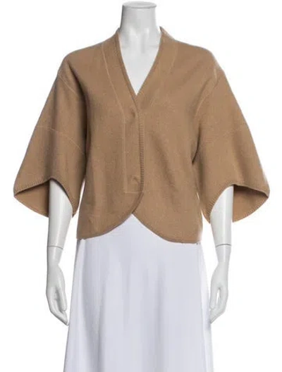 Pre-owned Dagmar Merino Wool V-neck Sweater In Brown